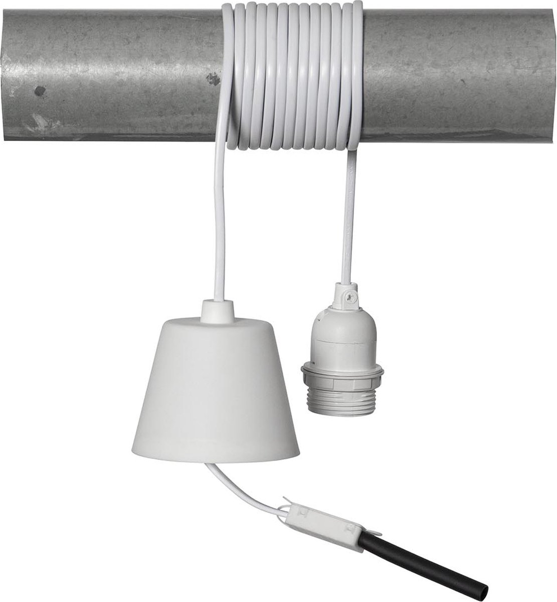 Star Trading fitting E27 'Basic' met kabel en kap, wit, 350cm