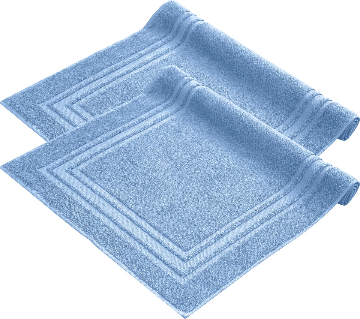 Komfortec Badmat Set - 2 stuks - 50x70 cm - 100% Katoen - Handdoek Dikte - Hotelkwaliteit - Zachte en Absorberende Douchemat/Handdoek - Lichtblauw