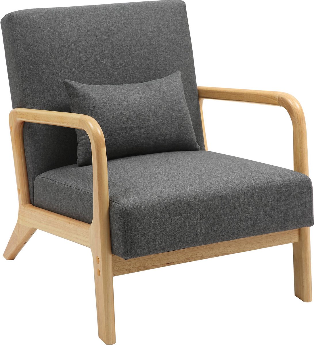 CLP Fauteuil Hibbing - Met armleuning volwassen - Relax - Design - Landelijk - Stof - donkergrijs