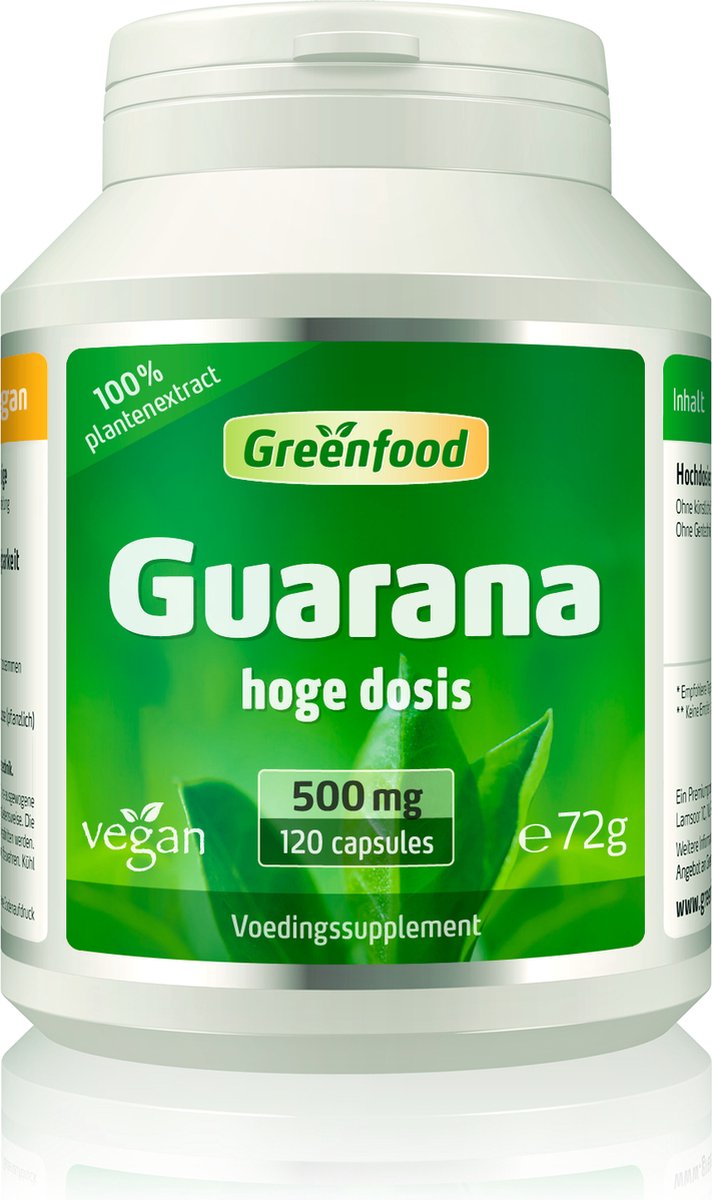 Goedkoopste Greenfood Guarana, 500 mg, hooggedoseerd extract (4 1), 120 capsules - Zonder kunstmatige toevoegingen, zonder genetische manipulatie. Veganistisch.