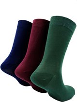 The Sockmaker chaussettes hommes 40-46 - 3-pack Bamboo - durable - Unis - Bourgogne Vert Marine