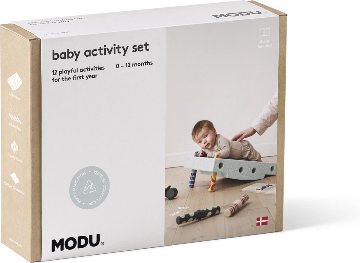 Modu Baby Activity Set - Blokken - Activiteiten speelgoed 0-1 jaar - Speelgoed baby - Ontwikkelingsspeelgoed baby - Ocean Mint / Forest Green