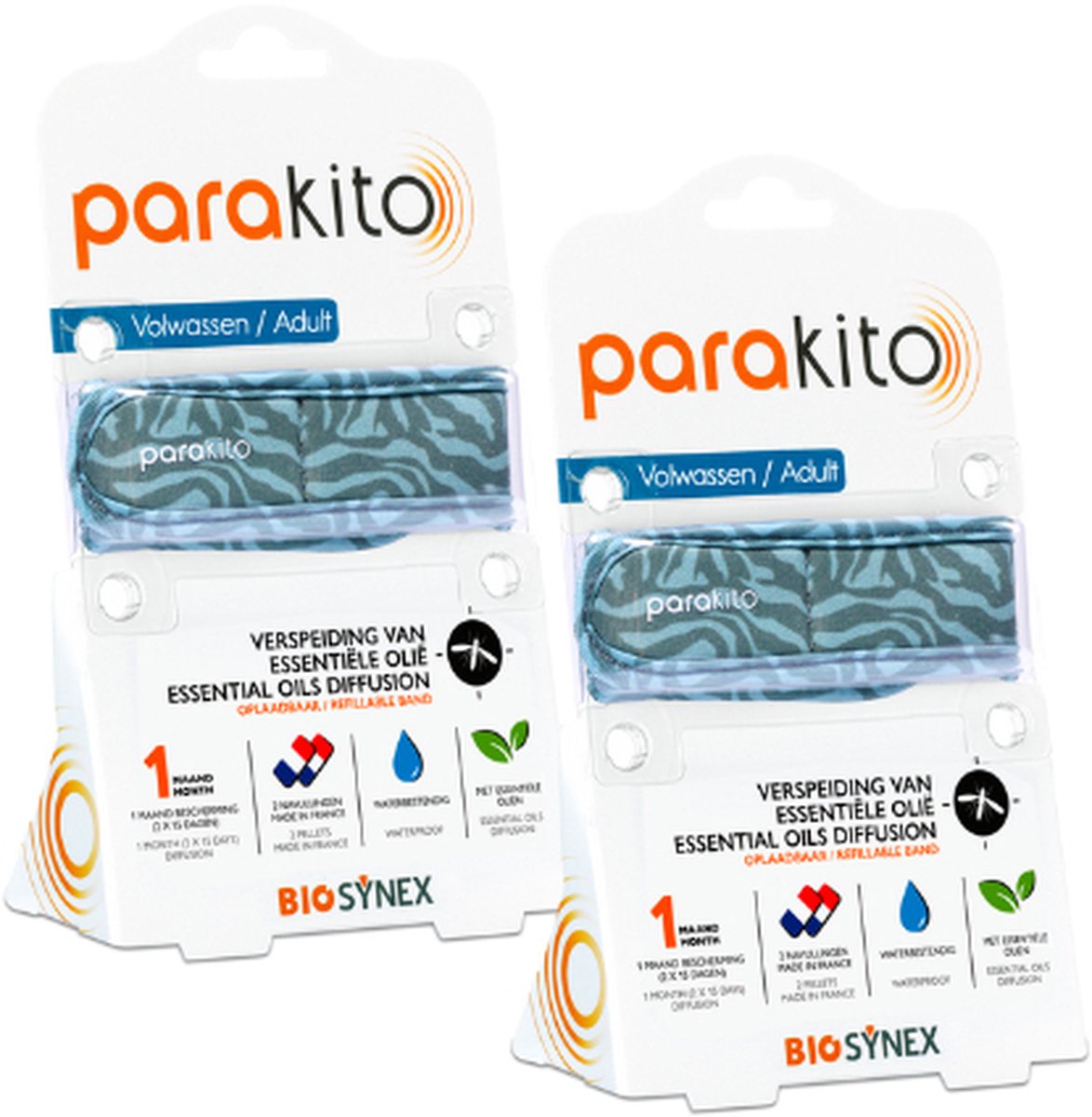 Goedkoopste Parakito Oplaadbare Anti-Muggen Armband - Volwassen Zwart - Plant-Based Bescherming - Navulbaar - Innovatief - Jungle x2