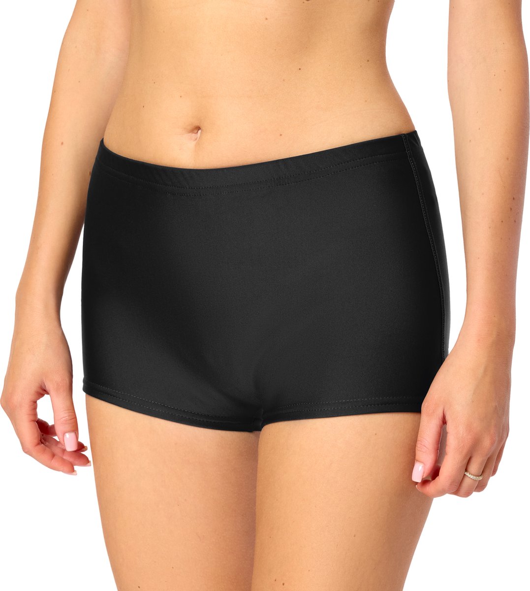 Bellivalini BLV-Leila Dames Zwembroek - Zwemshorts - Bikinibroekje - Elastische tailleband - Polyamide & Elastaan - Zwart - L