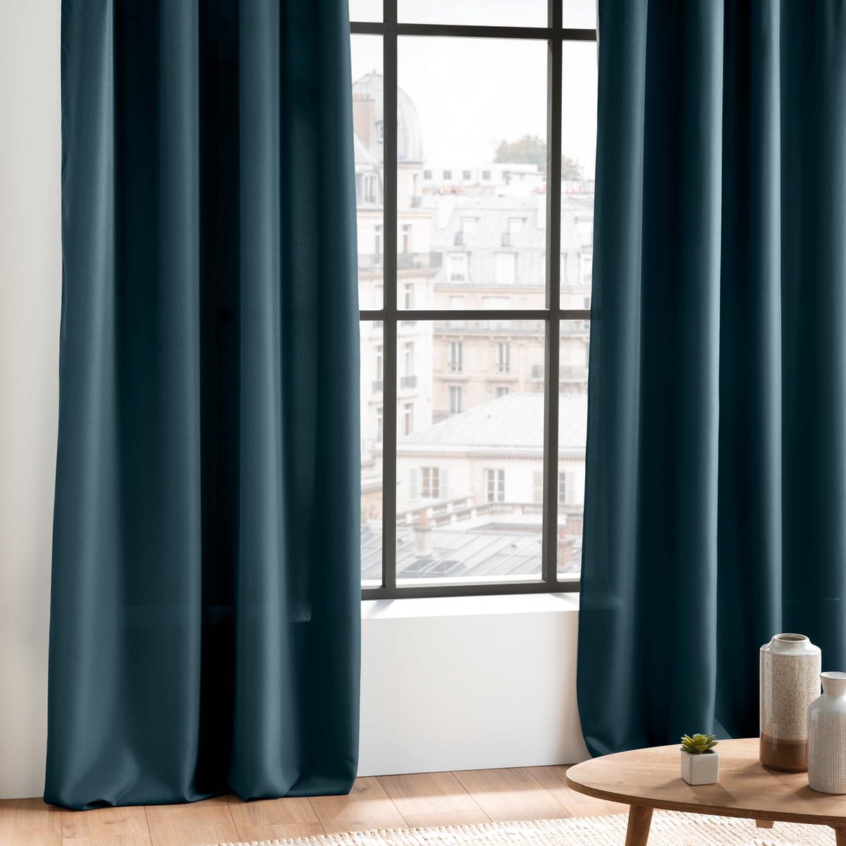 Wicotex - Gordijnen - Kant en klaar - Met ringen - 140x260cm - Blauw - 2stuks
