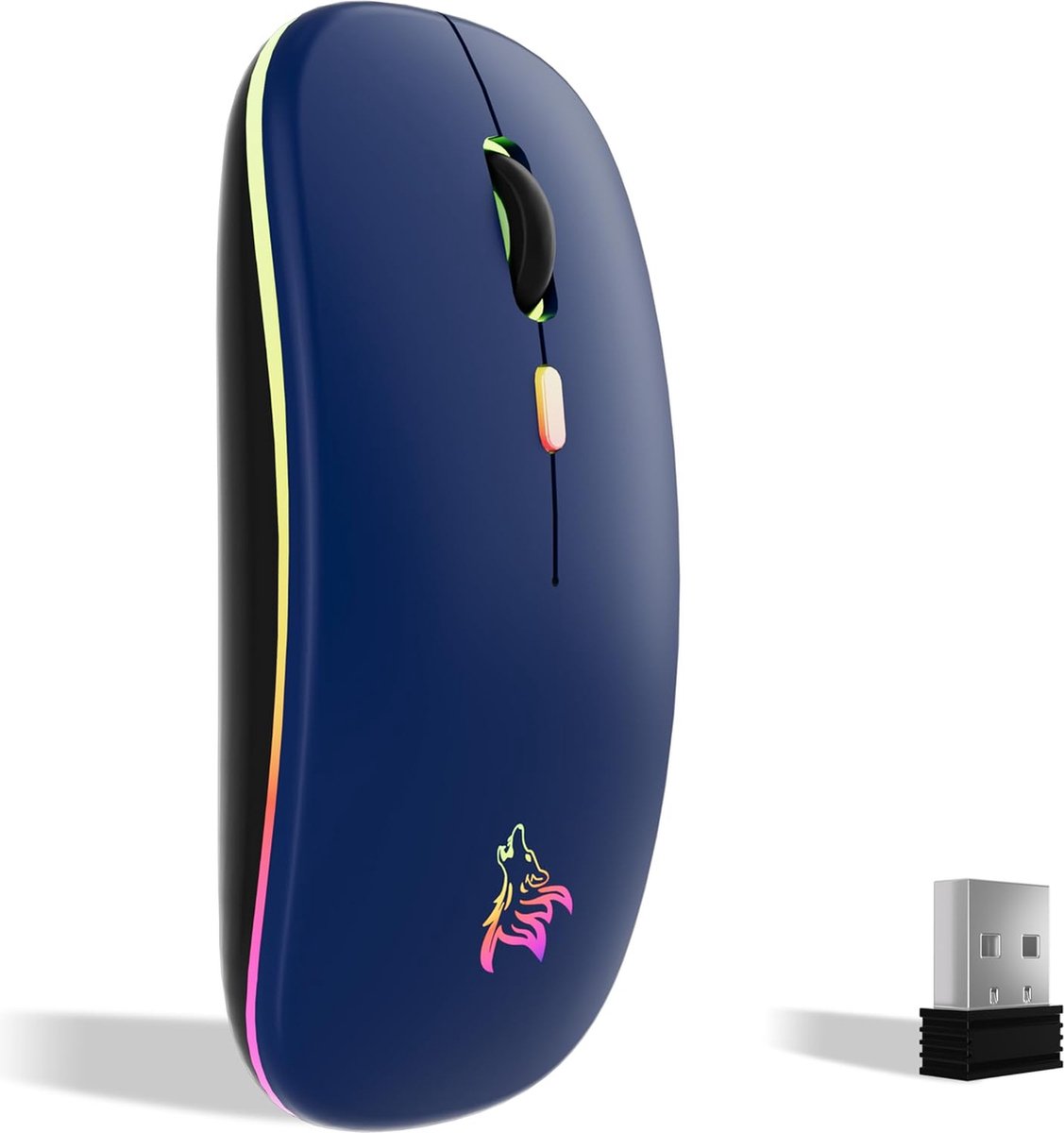 StayPowered Draadloze Muis - Ultieme Precisie en Comfort - 2,4 GHz & Bluetooth - 1600 DPI - LED-Verlichting - Ergonomisch Design - Oplaadbaar - Lange Standby - Blauw - Levering Sneller dan Aangegeven!