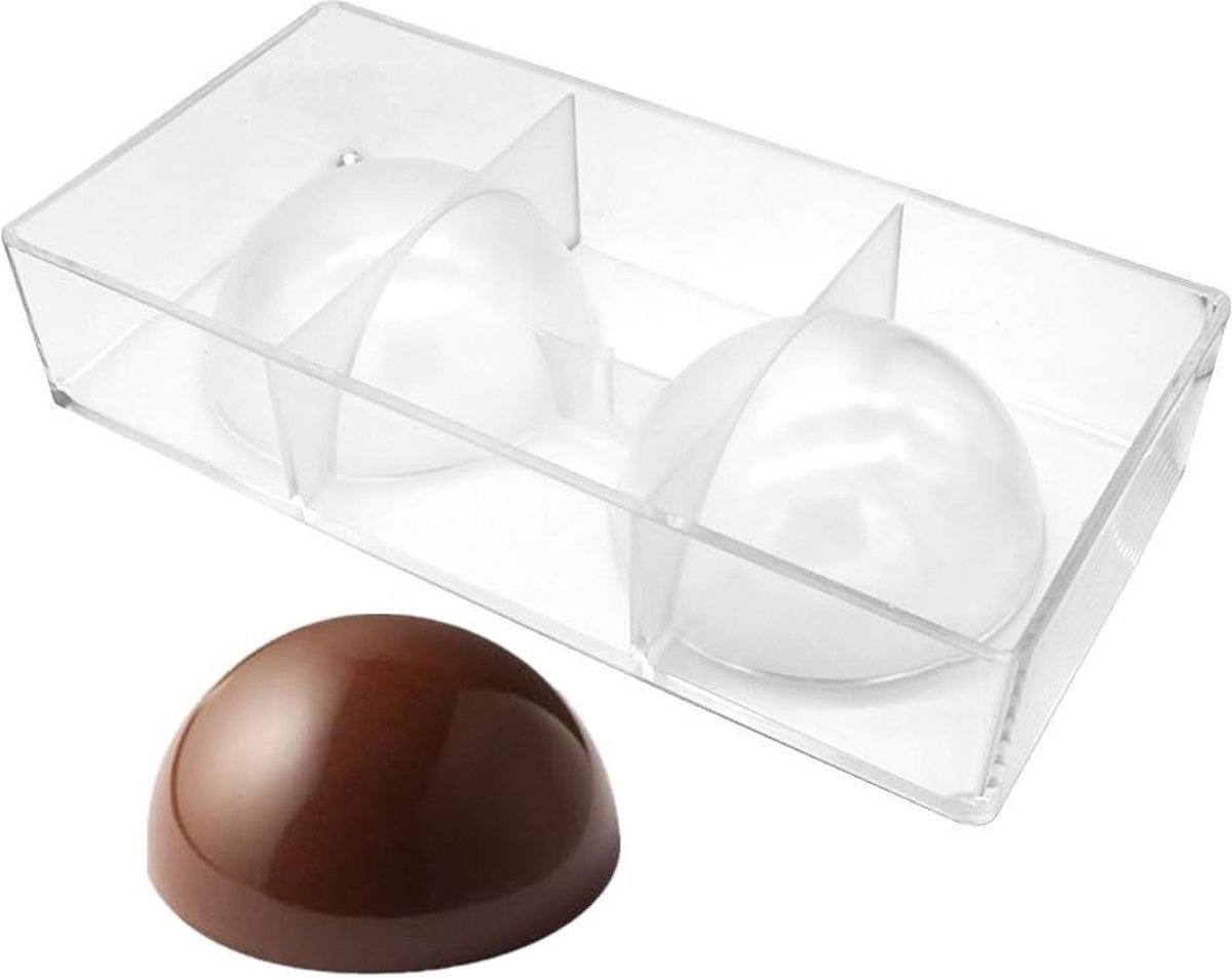 Grootste halve bal chocolade vorm van polycarbonaat - XL 10 cm - snoepvorm - ronde vorm
