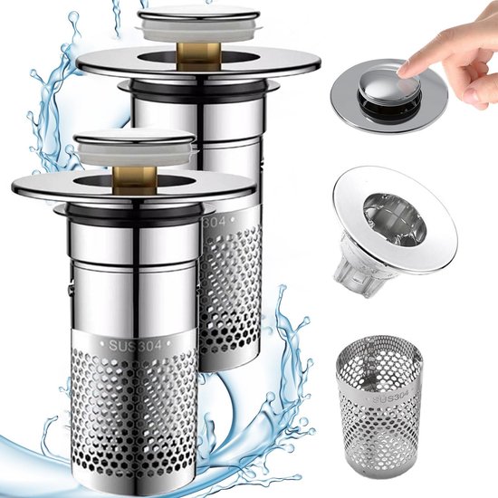Wastafel gootsteen clicker pop-up bout messing push veer plug gemakkelijk klik klak plug bout vervanging voor de meeste gootsteen bad wastafel afvoerstop 1 stuk (kleur: messing, maat: 3 stuks