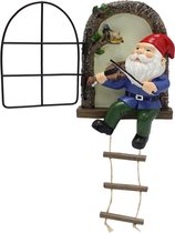 Betoverende Kabouter met Viool - Duurzame Tuin Hanger met Nachtglow-13,8 cm Hoog