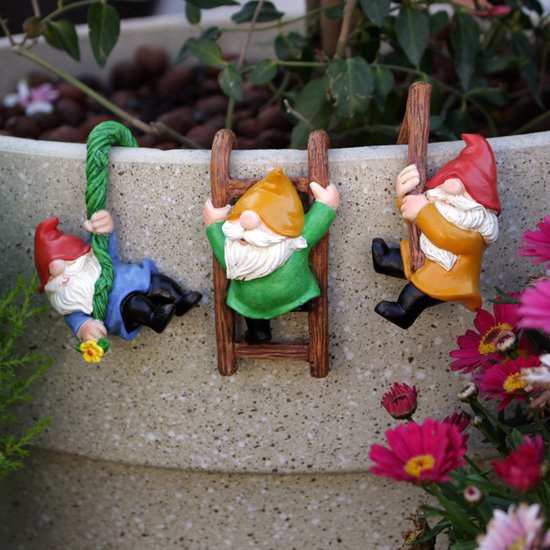 3 delige Klimmende Kabouters Hangers-Perfect voor Bloempotten-Tuin en Balkon Decoratie