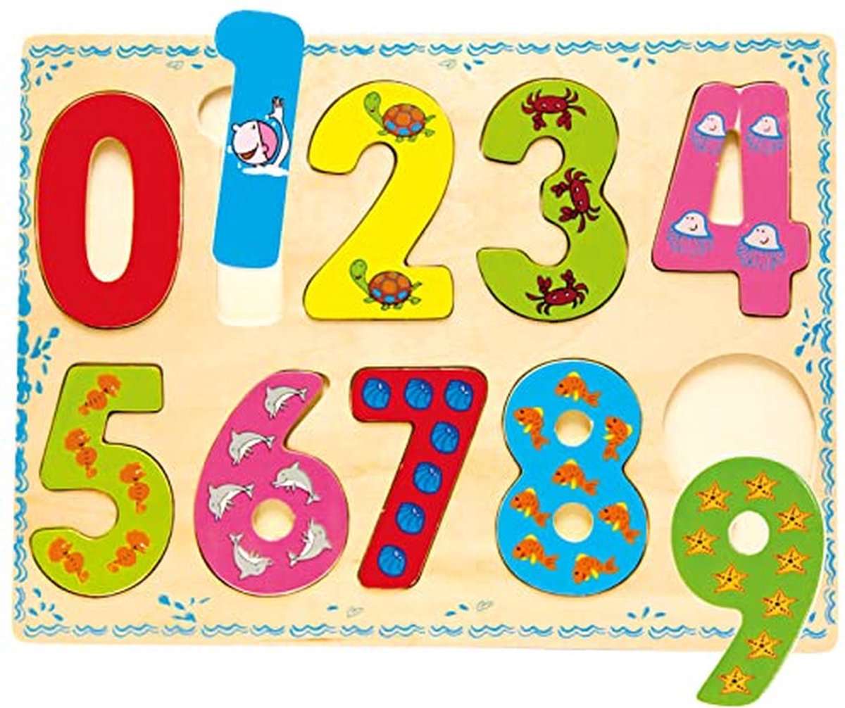 Bino Vormenpuzzel Cijfers Junior 30 X 22,5 Cm Hout 10 Stukjes