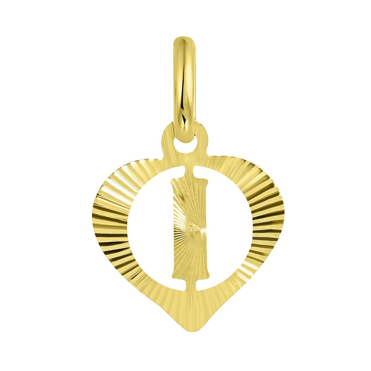 Lucardi Dames alfabet hanger hart - Letter I - Cadeau - 9 Karaat - Geelgoud