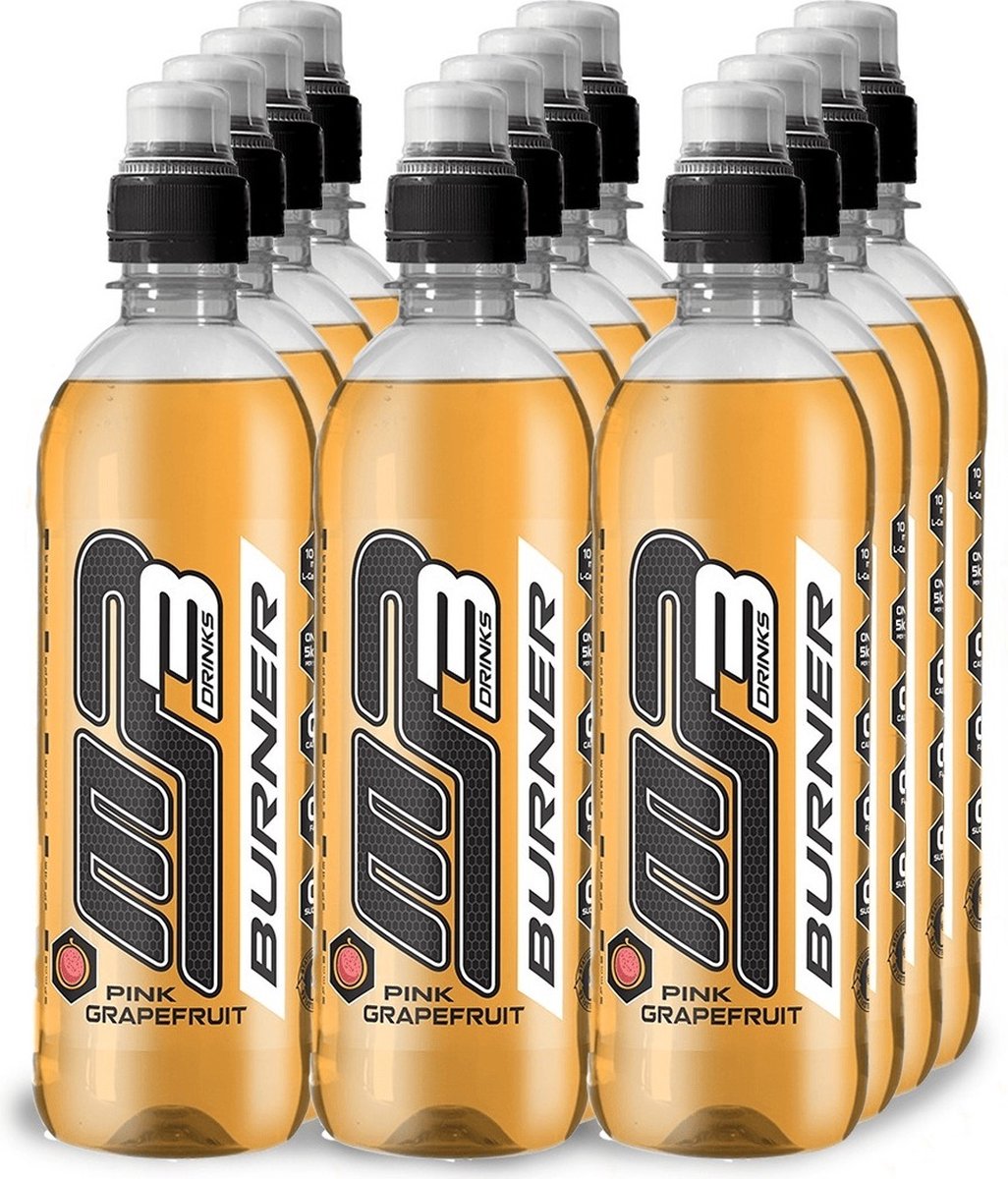 Goedkoopste Burner (Pink Grapefruit - 12 x 500 ml) - MP3 - Carnitine drink - Sportdrank - 6 liter