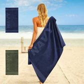Droomtextiel Strandlaken XXL 100x200 cm - Navy Blauw - 100% Zacht Katoen - Sterke Kwaliteit