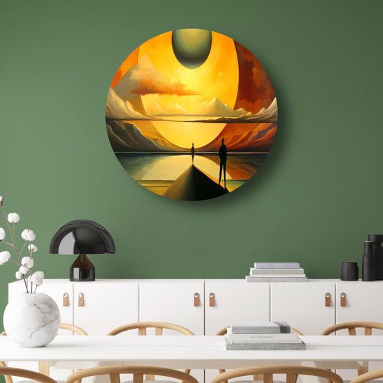 Tableau rond paysage - Cercle mural nature - Échelles murales Personnes - Décoration murale classique - Cercles muraux - Décoration chambre cercle mural forex 90x90 cm