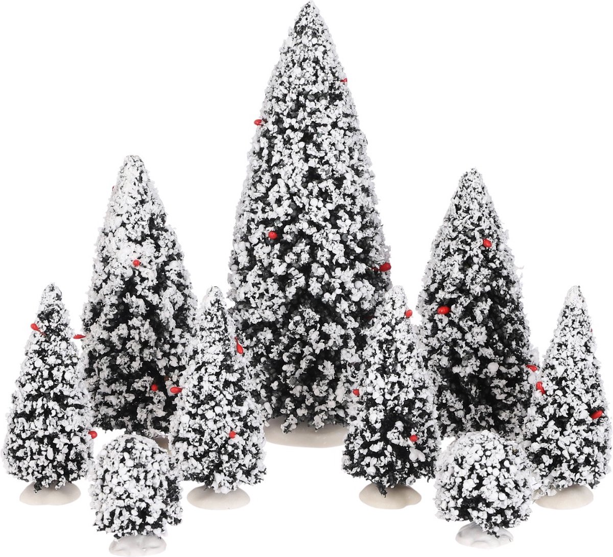 Luville - Evergreen tree assorted 9 pieces - Kersthuisjes & Kerstdorpen