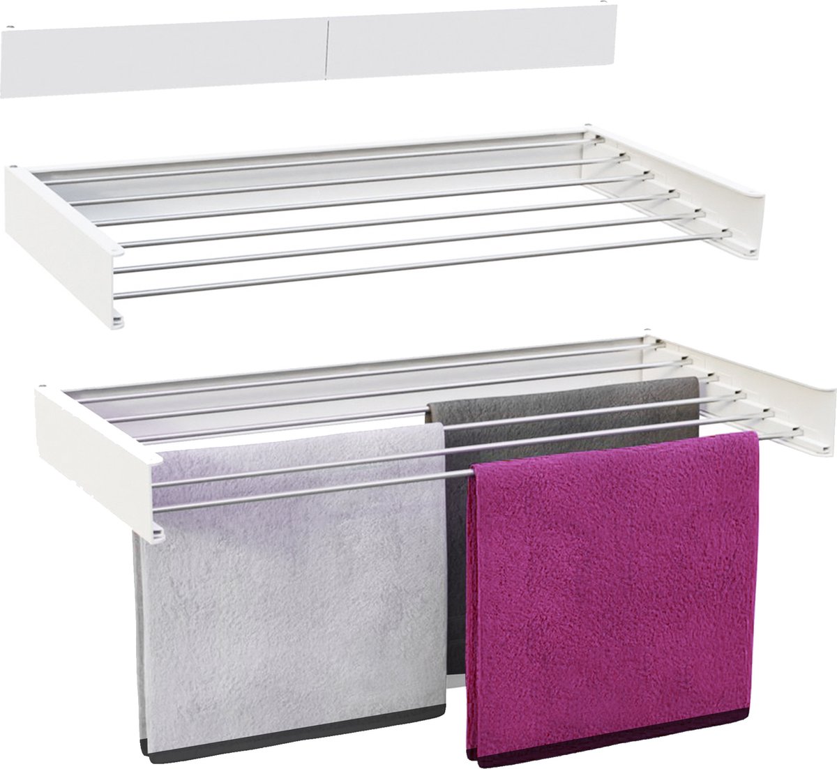 Vonia Wanddroogrek - Droogrek - Wasrek - Inklapbaar Droogrek - 100 x 50 cm - Wit