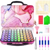 BOTC Diamond Painting Opbergdoos - 60 Potjes - Incl. Toolkit - Sorteerkoffer - Roze - Marmer