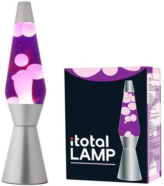 25W R39 Lamp 220V Jaren 60 Design Decoratie I-TOTAL Lavalamp Magma 40 Cm - Paars/gele Was, Retro Design, Ontspannende Sfeerverlichting Lava Lamp Fish