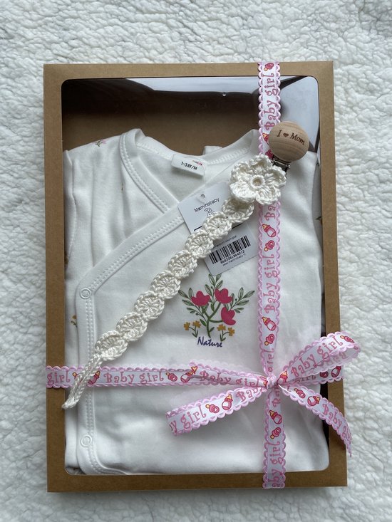 Body rompertje met ruches van biologisch katoen (set van 3) antiek roze wit natuurbeige
