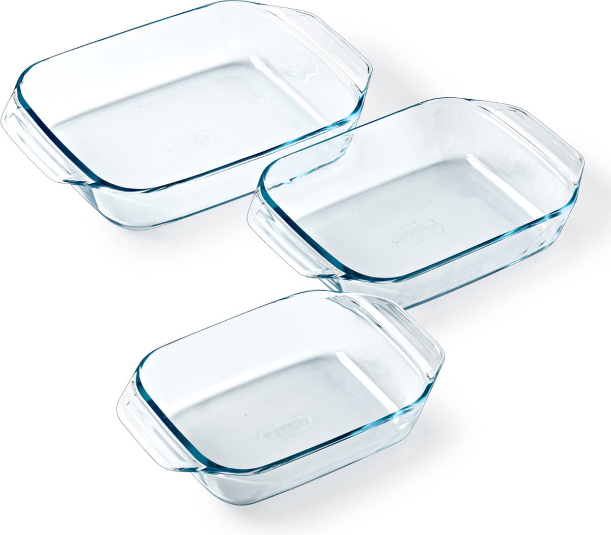 Pyrex - Irresistible Ovenschaal met Grepen 3-Delig - Transparant - Borosilicaatglas