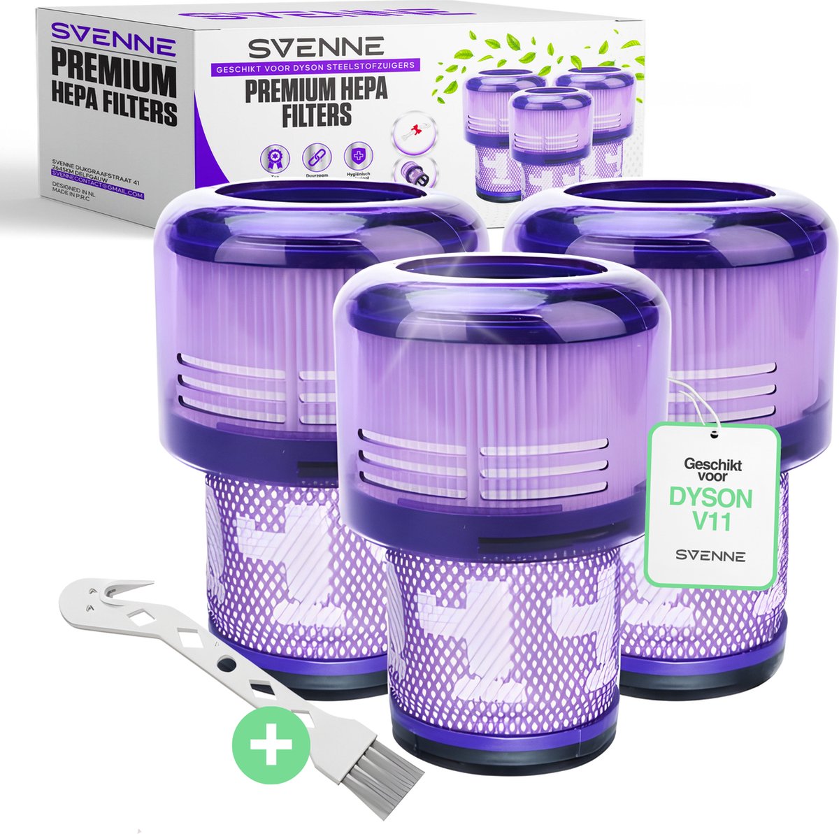 SVENNE® Hepa Filter voor Dyson V11 & V15 - Herbruikbaar en Wasbaar - Onderdelen voor Dyson - Duurzaam - 3 Stuks