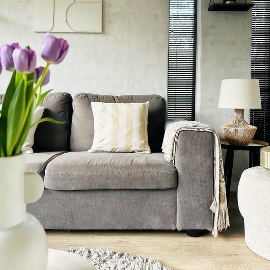 Housse de coussin rayé crème/beige | 45 x 45 cm | Coton / Polyester