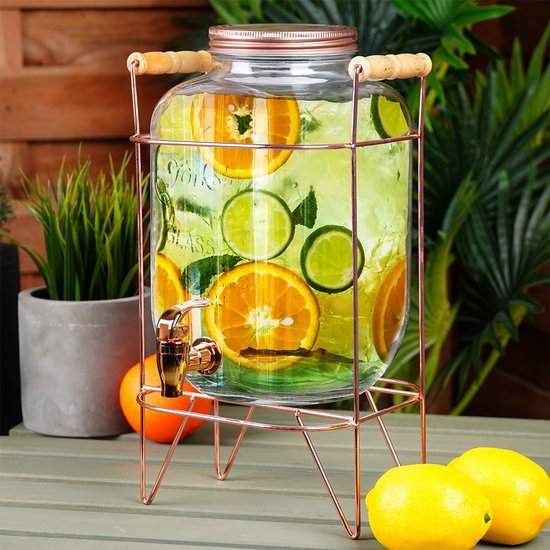 Limonadetap Set Van 2 Glazen Sapkan Met Kraantje Relaxdays Drankdispenser Set 2 Stuks - Glazen Kan 4 Liter Met Limonadetap Set 2 Stuks Vintage Drankkan
