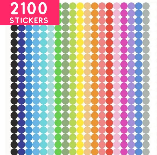 Autocollants à points 20 couleurs - 2100 Autocollants ronds 6MM - Mini autocollants de codage pour planificateurs, calendrier, organisation d'agenda, etc.