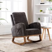 Sweiko Zachte schommelstoel in mid-century moderne stijl, schommelstoel voor de kinderkamer, gewatteerde hoge rug, accent schuifstoel voor de woonkamer. Geschikt voor woonkamer en slaapkamer.