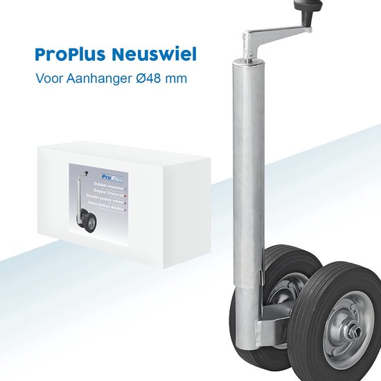 ProPlus Neuswiel voor Aanhanger Ø48 mm - Draagvermogen tot 150kg - Hoogte 55-77 cm - Dubbel Wiel - Steunwiel met Stalen Velg - Massief Rubberen Banden - Bandenmaat Ø200 x 50 mm van ProPlus — afbeelding 3