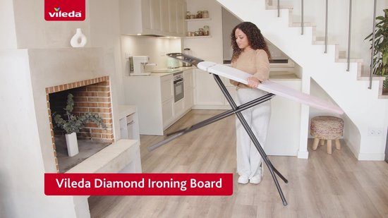 Vileda Diamond S kleine strijkplank - Hoogte verstelbaar tot 91 cm - Inklapbaar - Compact en lichtgewicht - 114 x 33 cm