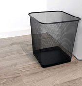 Vierkante zwarte metalen gaasbak, prullenbak, lichte en stevige vuilnisbak, ideaal voor keuken, thuiskantoor, woonkamer, bureau, slaapkamer (H X B X D) (28 x 20 x 16 cm)