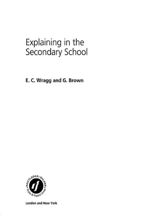 Explaining in the Secondary School - cover