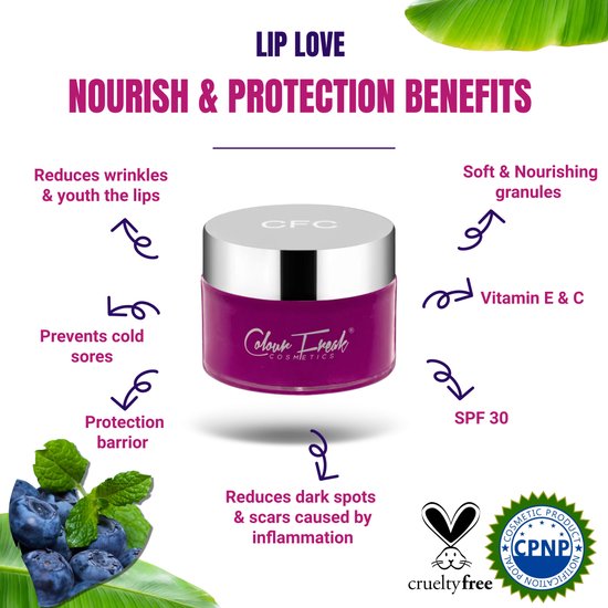 Color Freak Cosmetics - Lip Smooch - Gommage pour les lèvres au sucre - Exfoliant pour les lèvres - Lèvres soyeuses - SPF 30 - LIP LOVE - 30g