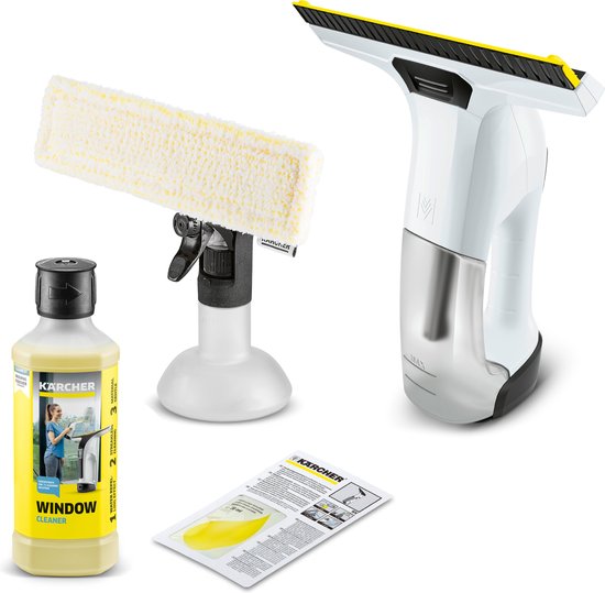 Kärcher Window Vac WV 6 Plus - Accuduur 100 min - LED-indicatie, Verwisselbare zuigmond: 280 mm, Spuitfles met microvezeldoek, 20 ml ruitenreinigerconcentraat + RM 503, 0,5L ruitenreiniger concentraat