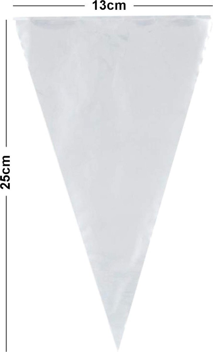 50x Cellofaan Puntzakken 25x13 cm - 50 Stuks Puntzak Doorzichtig - Traktatie Zak - Uitdeelzak - Snoepzak - Inclusief Sluitstrips Goud - 13x25 cm - 50 Stuks — afbeelding 3