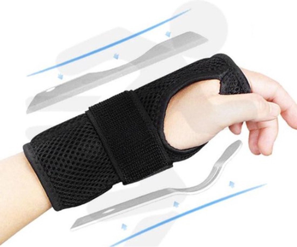 Polsbrace Links Maat L. Carpaal Tunnel Syndroom, Polsbandage, Polsstabilisator+spalk voor extra ondersteuning, ook bij artritis, artrose, reuma en tendinitis - Links