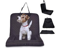 HiPet® Autostoel Hond / Hondenmand Auto Met Veiligheidsriempje Automand Geschikt voor Katten en Honden (61x52 cm) - Zwart