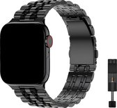 Innerlight® Grandeur - Zwart - 38/40/41mm - Metalen bandje geschikt voor Apple Watch - Schakel Armband RVS - Stainless Steel Watch Band - Roestvrijstaal - Horlogeband - Geschikt als Apple watch bandje voor Series 1/2/3/4/5/6/SE/7/8/9/Ultra