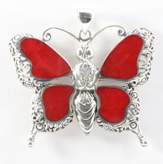 Grande Broche En Argent Et Corail - Occasion