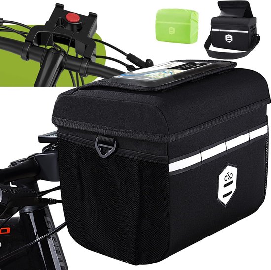 Sac Guidon Vélo Imperméable DCAS - Poche Tactile Téléphone + Bandoulière Amovible