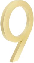 Gouden huisnummer 9 - 10 cm hoog - Aluminium - Goud Modern Huisnummer - Goud Huisnummer - Huisnummer Gold - Gratis verzending - 100mm hoog