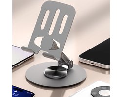 2 stuks Premium Metalen Telefoon- en Tablethouder - 360° Draaibaar & 180° Verstelbaar-Ideaal voor Kantoor en Thuis-grijs