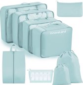 Packing Cubes Premium Set - 9 Delig- Packing Cubes Compression - Bagage Organizers - Compression Cube - Packing Cubes Backpack - Packing Cubes - Turquoise