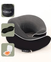 Morelia® Nekkussen Zwart - Luxe Reiskussen voor het Vliegtuig en de Auto - Traagschuim