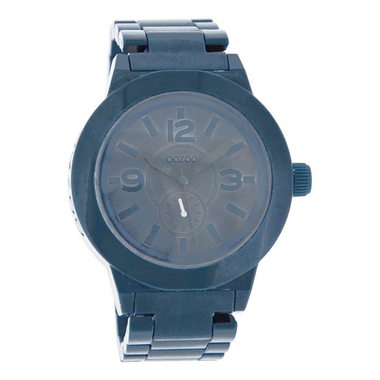 OOZOO Timepieces - Donker blauwe horloge met donker blauwe kunststof horlogeband - C4118