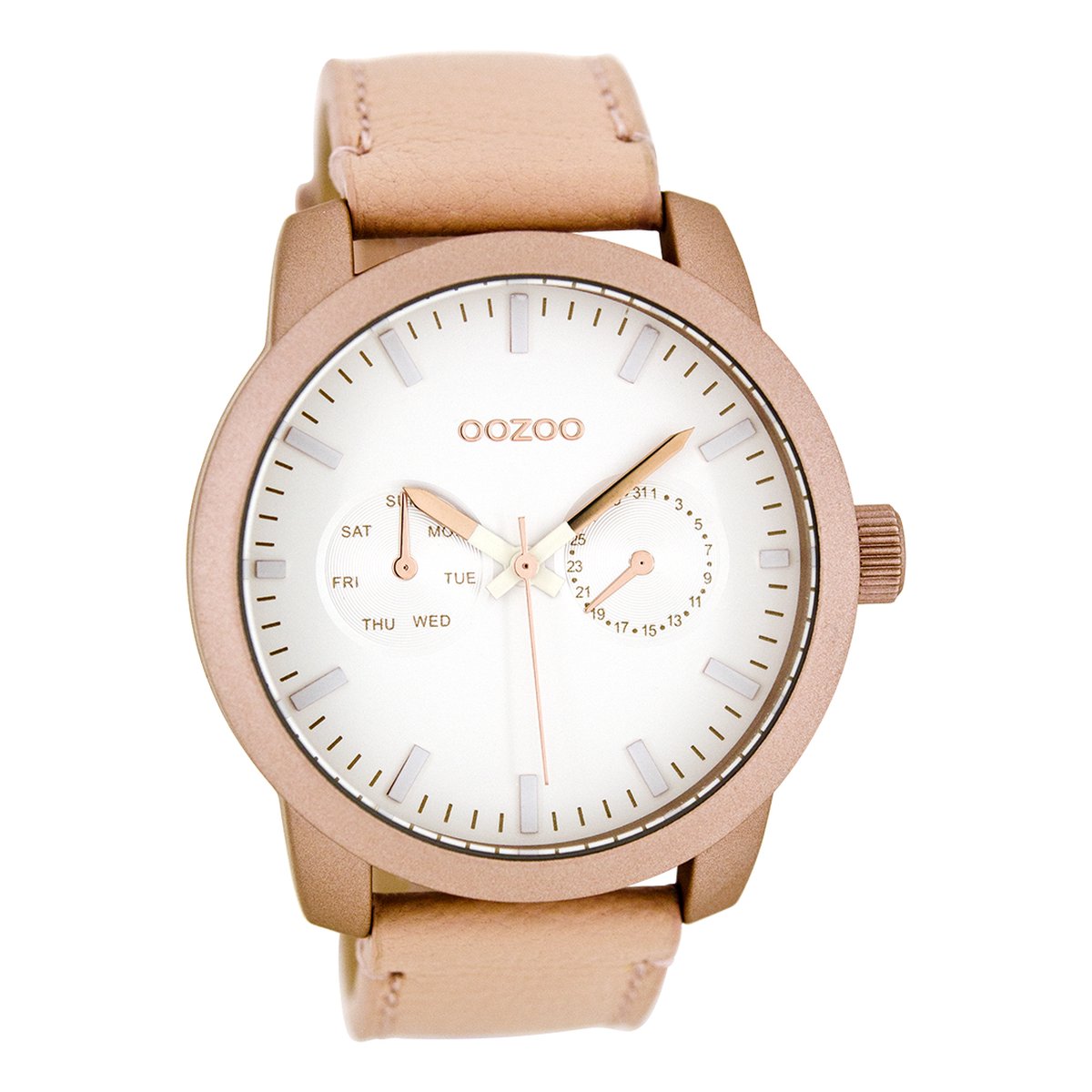 OOZOO Timepieces - Poeder roze horloge met poeder roze leren band - C8256