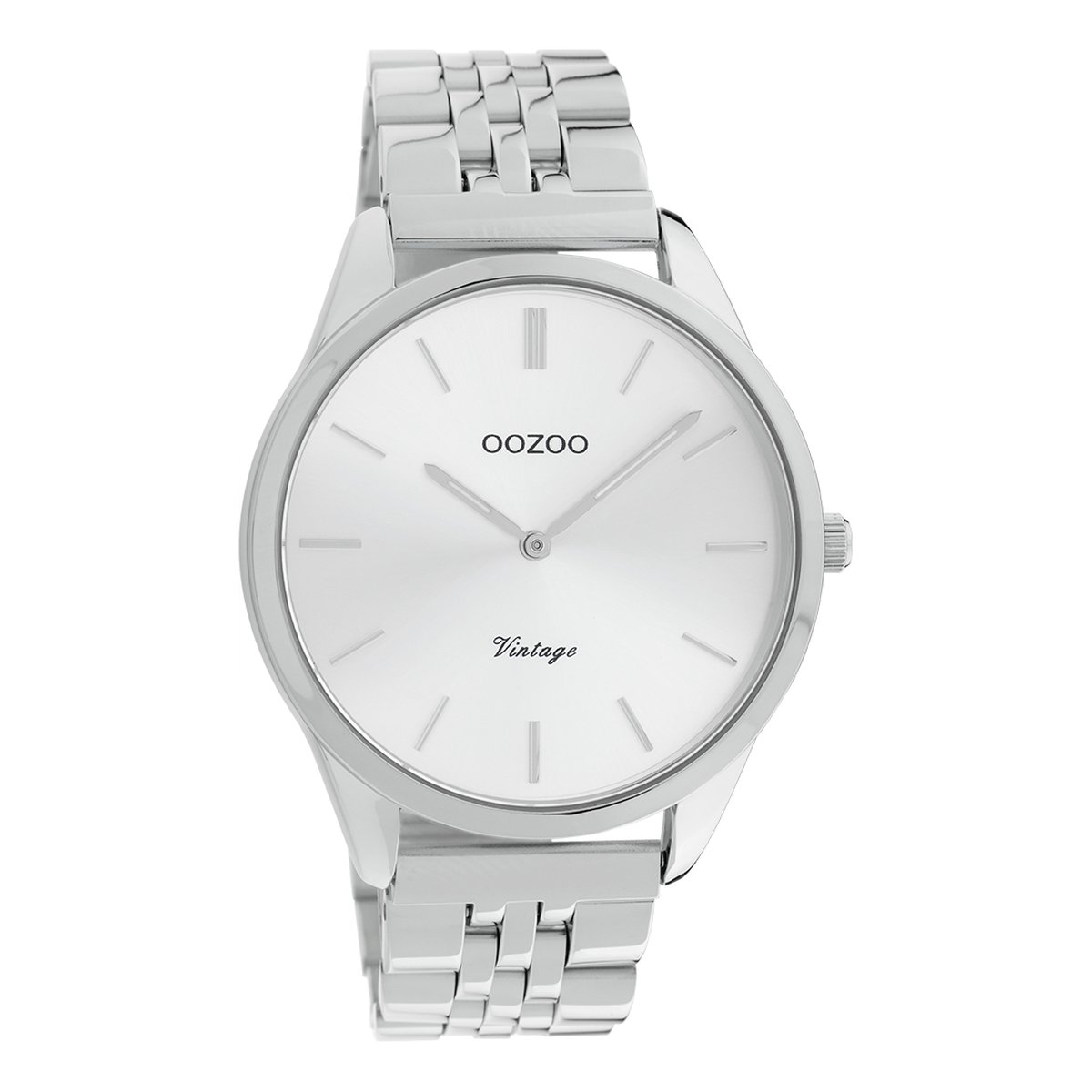 OOZOO Timepieces - Zilverkleurige horloge met zilverkleurige roestvrijstalen armband - C9981