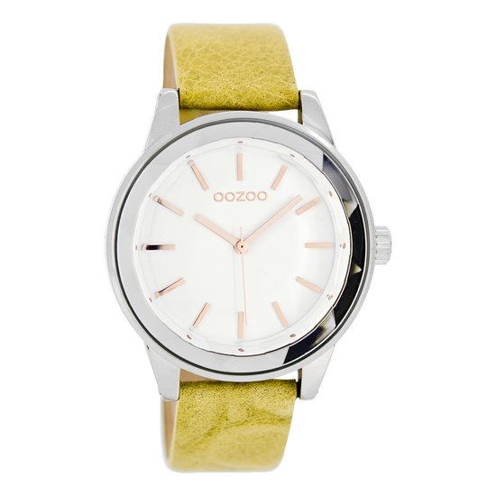 OOZOO Timepieces - Zilverkleurige horloge met zand leren band - C7530